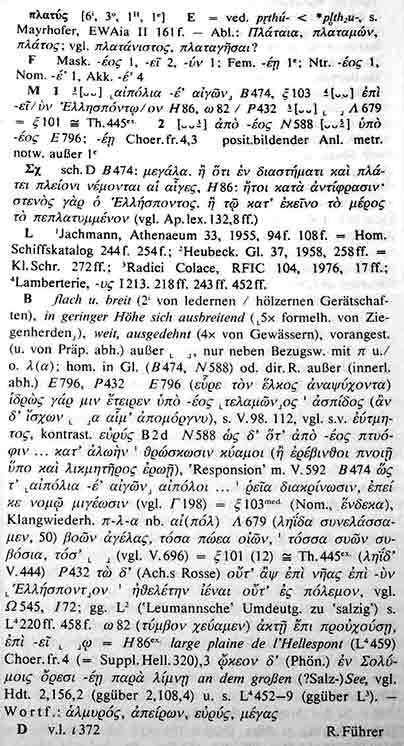 Beispielseite aus dem Lexikon des frühgriechischen Epos