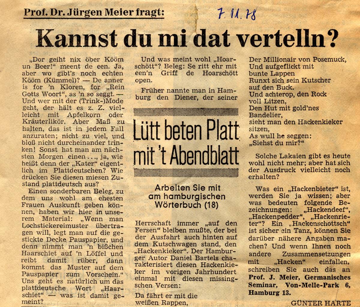 Hamburger Abendblatt 07.11.1978