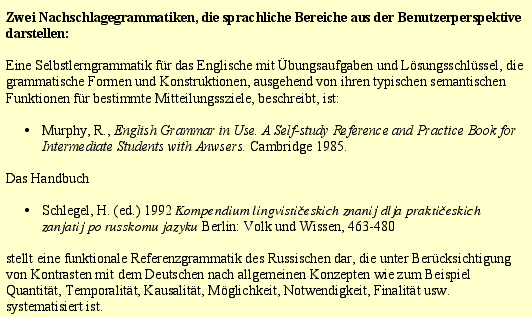 Beispiel Nachschlagegrammatiken